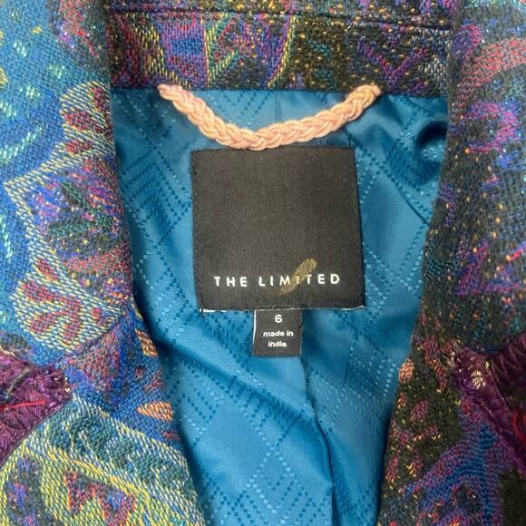 The Limited Blazer Size 6 Multicolor Paisley Textured Trim Artsy Wool Blend - Picture 2 of 11
